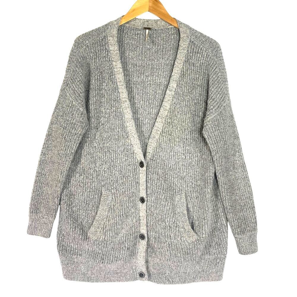 FREE PEOPLE Women’s Gray Oversized Pocket Cardigan Size Small - Picture 3 of 10
